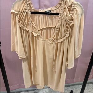 Torrid Women's Beige Ruffle Blouse